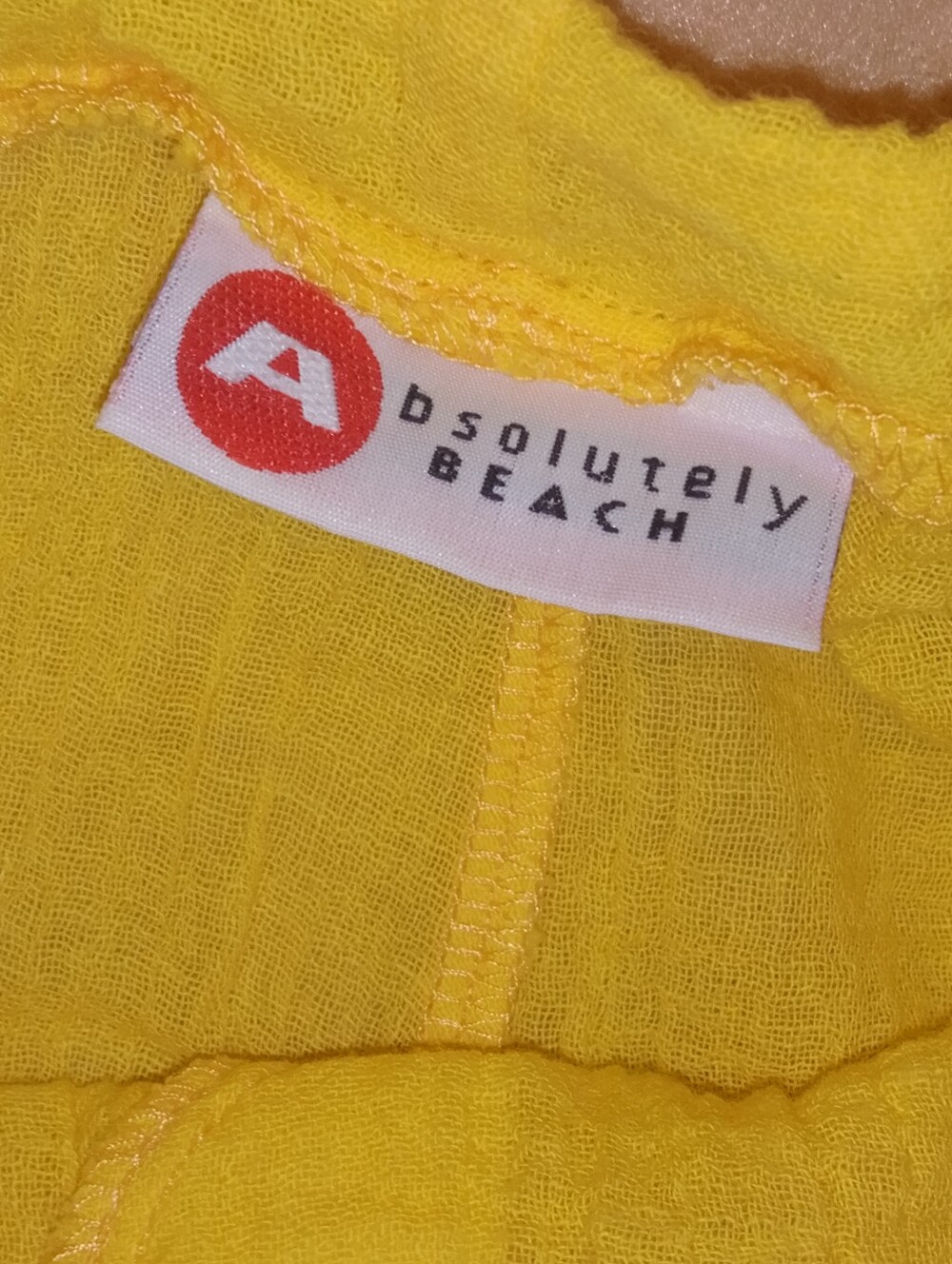 Vibrant Yellow Beach Cover-Up Pants With Drawstring And Slit Sides.Med/Larg. - Picture 5 of 6